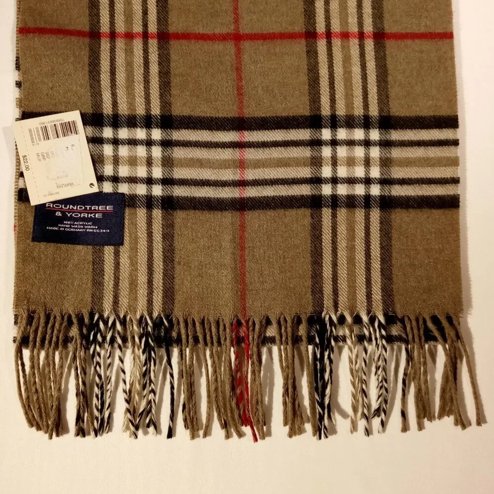 Roundtree & Yorke Scarf/Muffler Lot of 2 Charcoal Gray Taupe Acrylic NWT